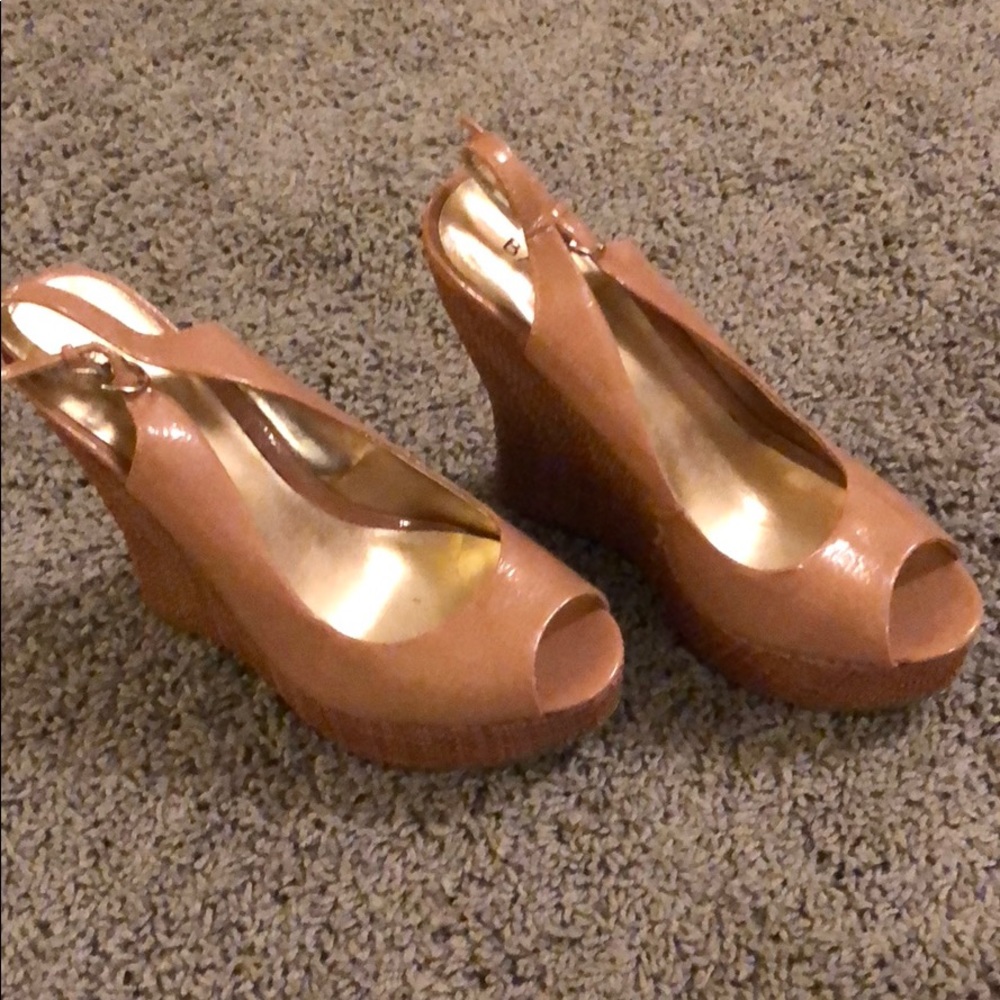 Nude platform wedges